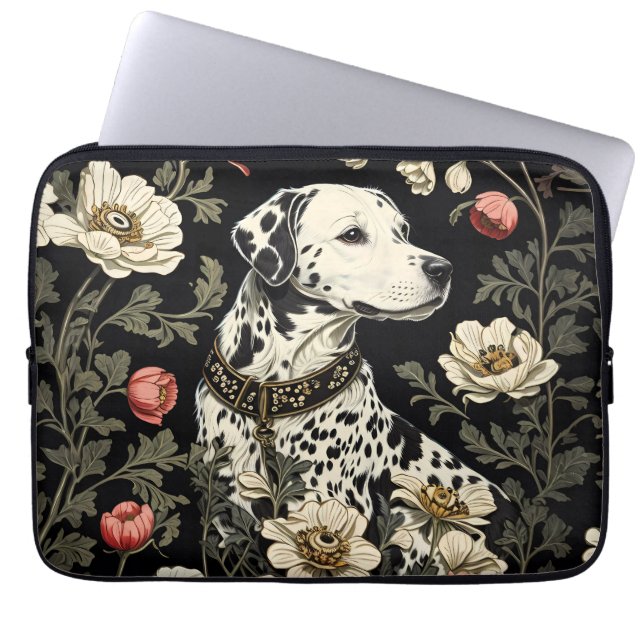 Elegante Dalmatiër William Morris geïnspireerd Laptop Sleeve (Voorkant)