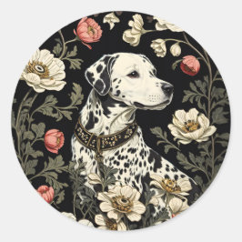 Elegante Dalmatiër William Morris geïnspireerd Ronde Sticker