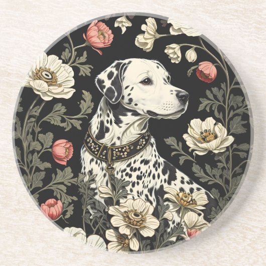 Elegante Dalmatiër William Morris geïnspireerd Zandsteen Onderzetter (Voorkant)