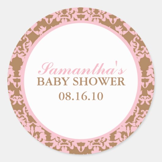 Elegante Damask Baby showers Stickers (Voorkant)
