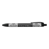 Elegante Damask Black Pattern Bruid Bruidegom Zwarte Inkt Pen (Bovenkant)