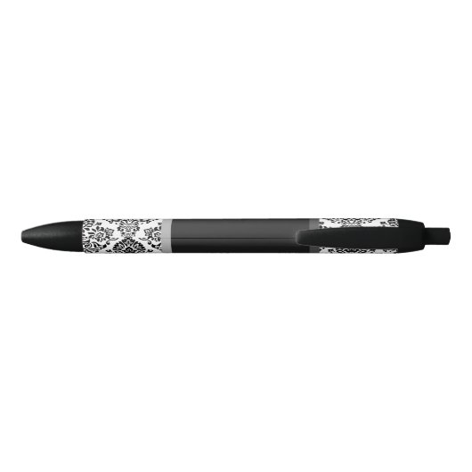 Elegante Damask Black Pattern Bruid Bruidegom Zwarte Inkt Pen (Achterkant)