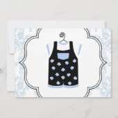 Elegante Damask Blue Black Baby Boy Shower Kaart (Achterkant)