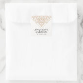 Elegante Damask Blush Roze Gouden Kant Bruids Vierkante Sticker (Tas)