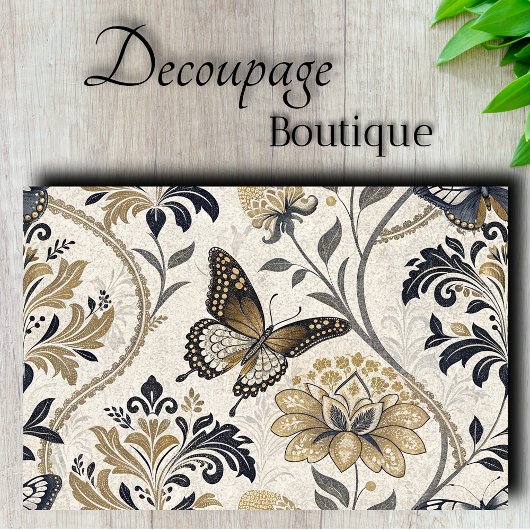 Elegante Damask Butterfly Decoupage Tissuepapier