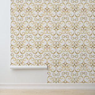 Elegante Damask Classy Chique Luxe Wit en Goud Behang