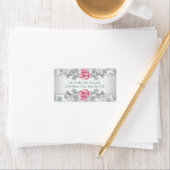 Elegante Damask en Roze Rose Adresetiketten Etiket (Insitu)