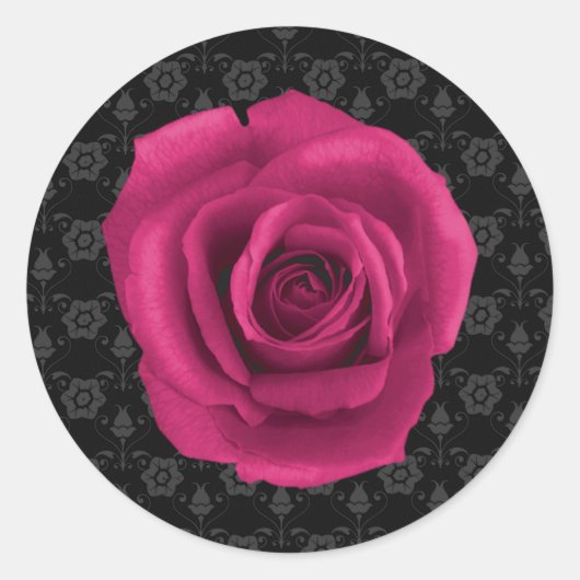 Elegante Damask en Roze Rose Sticker (Voorkant)