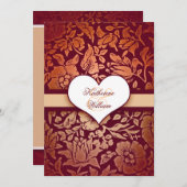 Elegante Damask Engagement Party-uitnodigingen Kaart (Voorkant / Achterkant)