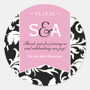 Elegante Damask Favor Stickers