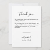 Elegante Damask Foto Zwart & Wit Dank u kaart (Achterkant)