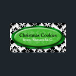 Elegante Damask Green Christmas Cookies Labels<br><div class="desc">Vakantiekenmerken. #Kerstmis #koekjes</div>