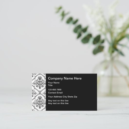 Elegante Damask Pattern Classy Visitekaartjes (Staand voorkant)