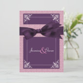 Elegante Damask Plum bruiloft uitnodigingen (Staand voorkant)