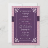 Elegante Damask Plum bruiloft uitnodigingen (Achterkant)