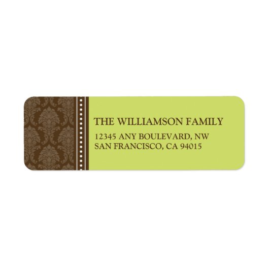 Elegante Damask Retouradreslabels (limoen) Etiket (Voorkant)