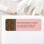 Elegante Damask Retouradreslabels (roze) Etiket (Insitu)