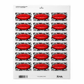 Elegante Damask rode baketiketten Etiket (Full Sheet)