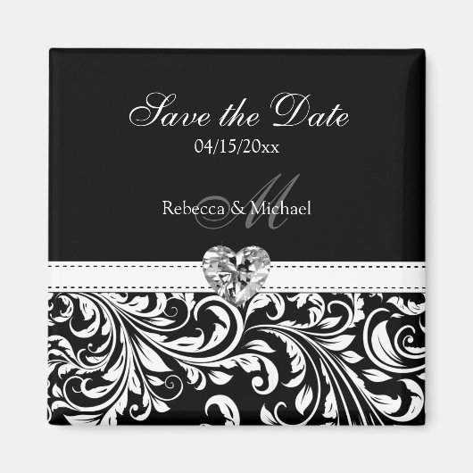 Elegante Damask 'Save the Date' Trouwmagneten Magneet (Voorkant)