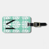Elegante Damask Shell Bloei gepersonaliseerd Bagagelabel (Voorkant horizontaal)