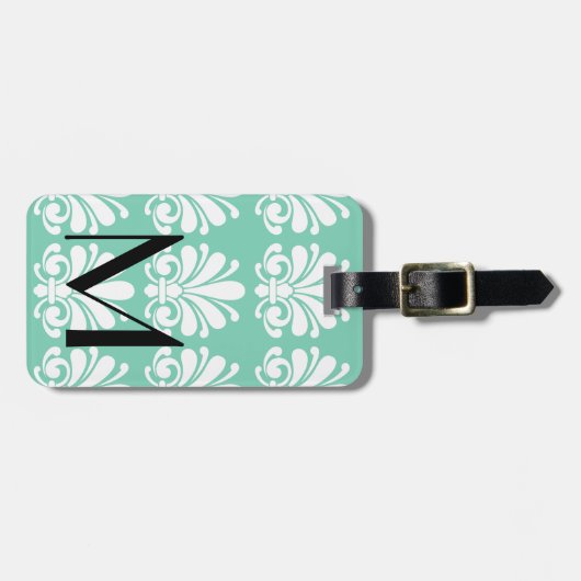 Elegante Damask Shell Bloei gepersonaliseerd Bagagelabel (Voorkant horizontaal)