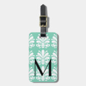 Elegante Damask Shell Bloei gepersonaliseerd Bagagelabel (Voorkant verticaal)