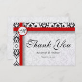 Elegante Damask Side Borders Red Trim Bedankt (Voorkant / Achterkant)