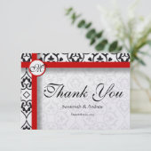 Elegante Damask Side Borders Red Trim Bedankt (Staand voorkant)
