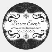 Elegante Damask Swirls Ronde Sticker (Voorkant)