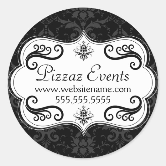 Elegante Damask Swirls Ronde Sticker (Voorkant)