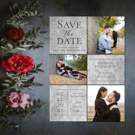 Elegante Damask Three Fotocollage | Gray Save The Date