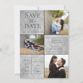 Elegante Damask Three Fotocollage | Gray Save The Date (Voorkant)