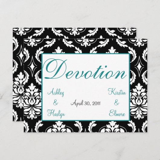 Elegante Damask Trouwtafel Namen Kaarten Devotie (Voorkant / Achterkant)