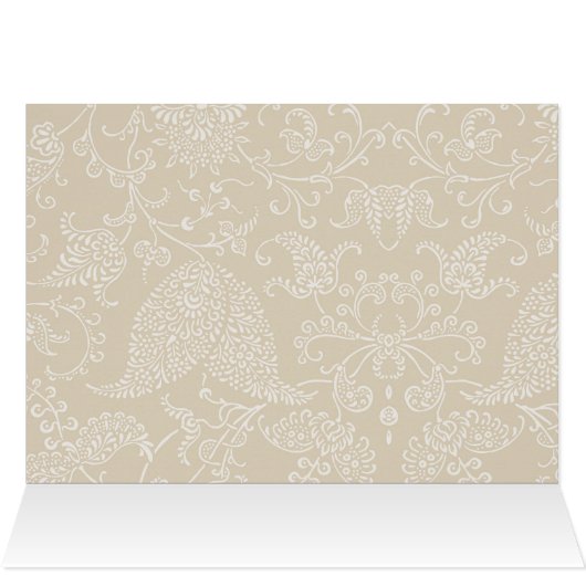 Elegante Damask Tuin Bloemen Beige Dank u kaart (Binnen Horizontaal (Boven))