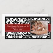 Elegante Damask Wedding Dank u Photocard: rood Bedankkaart (Voorkant / Achterkant)