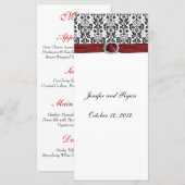 Elegante damask Wedding Menu Rack Kaart Sjabloon (Voorkant / Achterkant)