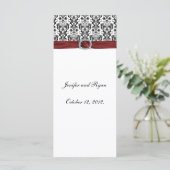 Elegante damask Wedding Menu Rack Kaart Sjabloon (Staand voorkant)
