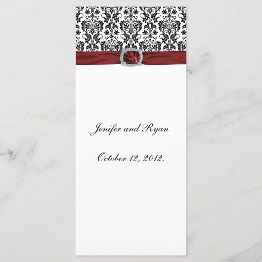 Elegante damask Wedding Menu Rack Kaart Sjabloon (Voorkant)