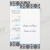 Elegante damask Wedding Menu Rack Kaart Sjabloon (Voorkant / Achterkant)