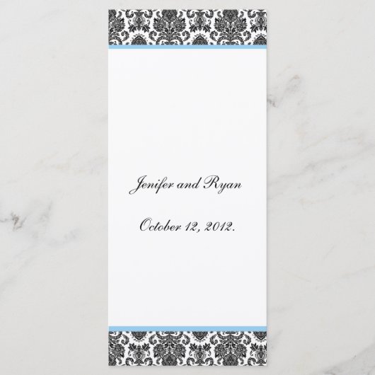 Elegante damask Wedding Menu Rack Kaart Sjabloon (Voorkant)