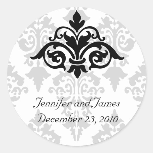 Elegante Damask Wedding Sticker (Voorkant)