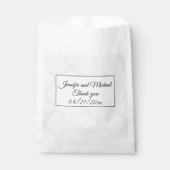 Elegante Damask Witte Bruiloft Dank u Bedankzakje (Voorkant)
