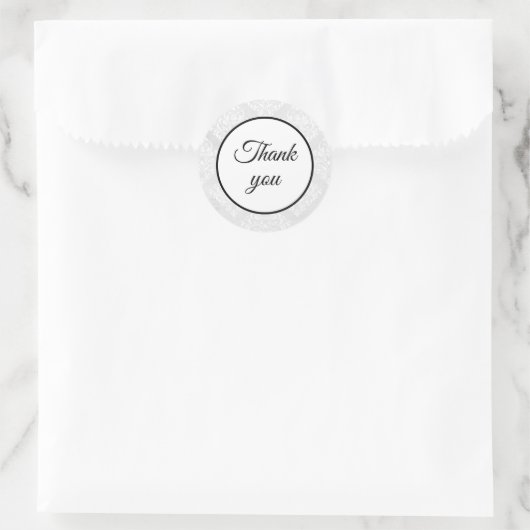 Elegante Damask Witte Bruiloft Dank u Eenvoudig Ronde Sticker (Tas)