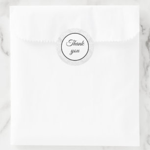 Elegante Damask Witte Bruiloft Dank u Eenvoudig Ronde Sticker