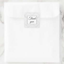 Elegante Damask Witte Bruiloft Dank u Eenvoudig Vierkante Sticker