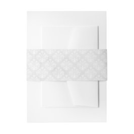 Elegante Damask Witte Bruiloft Uitnodigingen Wikkel
