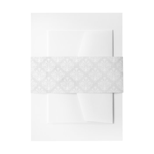 Elegante Damask Witte Bruiloft Uitnodigingen Wikkel (Voorkant Voorbeeld)