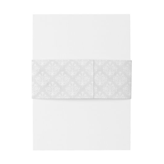 Elegante Damask Witte Bruiloft Uitnodigingen Wikkel (Achterkant Voorbeeld)