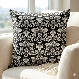 Elegante Damask zwart-wit kussen