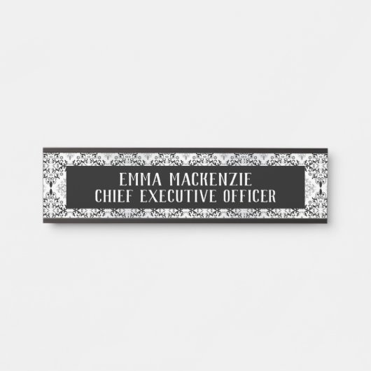 Elegante Damast Art Deco naamplaat - deur bord (Voorkant)